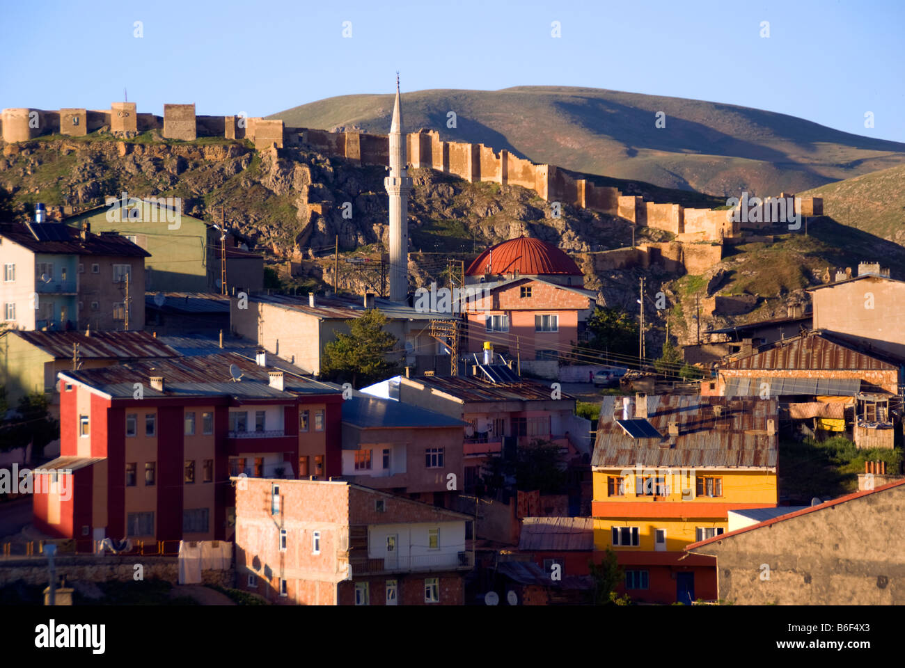 Bayburt Castle, ruin overlooking current small city of Bayburt, was once a Byzantine stop on ancient Silk Road Stock Photo