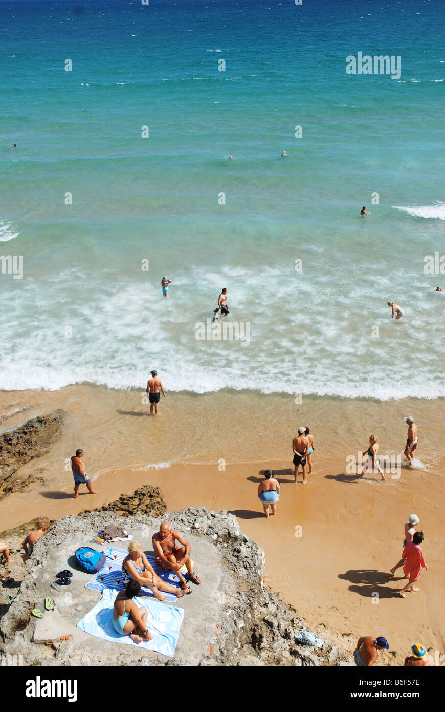 People on El Sardinero beach. Santander. Cantabria province. Spain. Stock Photo