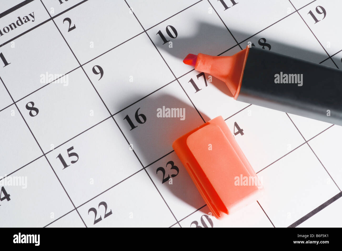 Marker Pen on Calendar Stock Photo