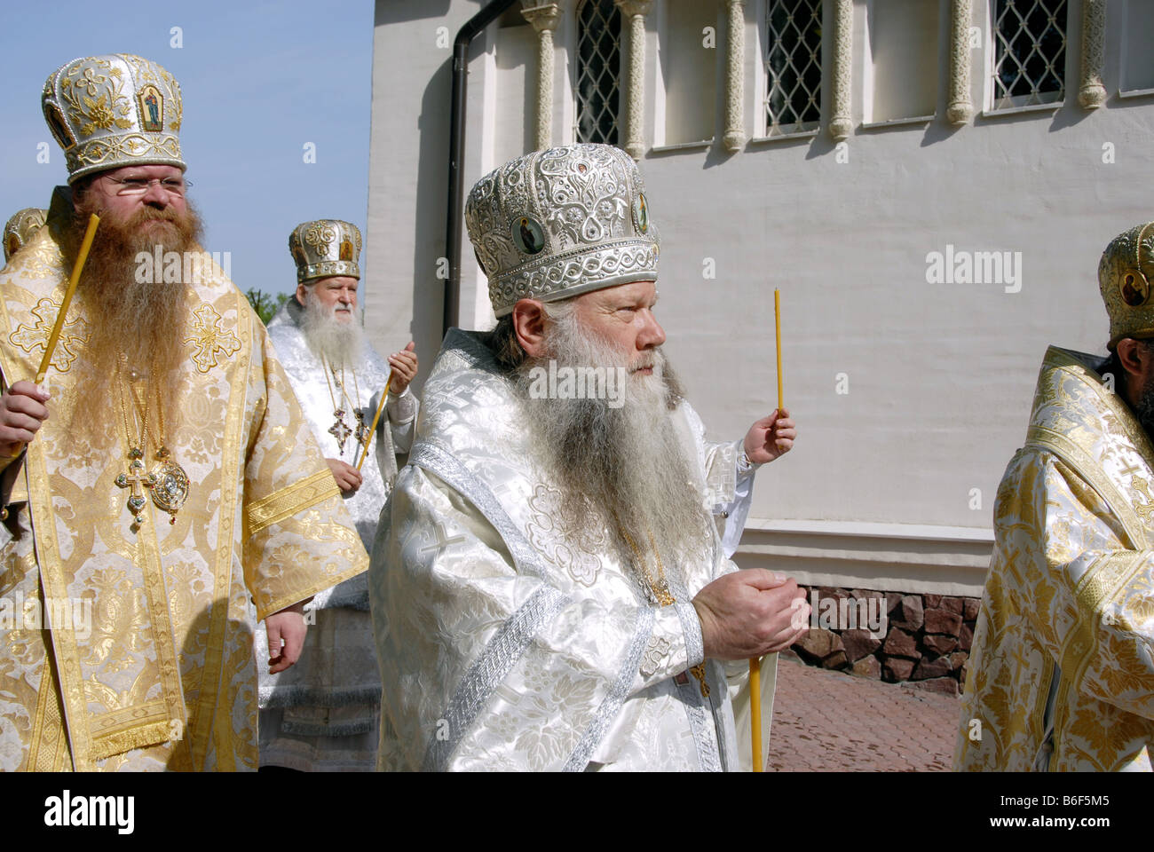 Procession around the newly consecrated church in Butovo, site of Stalin's killing fields, Moscow region, Russia Stock Photo