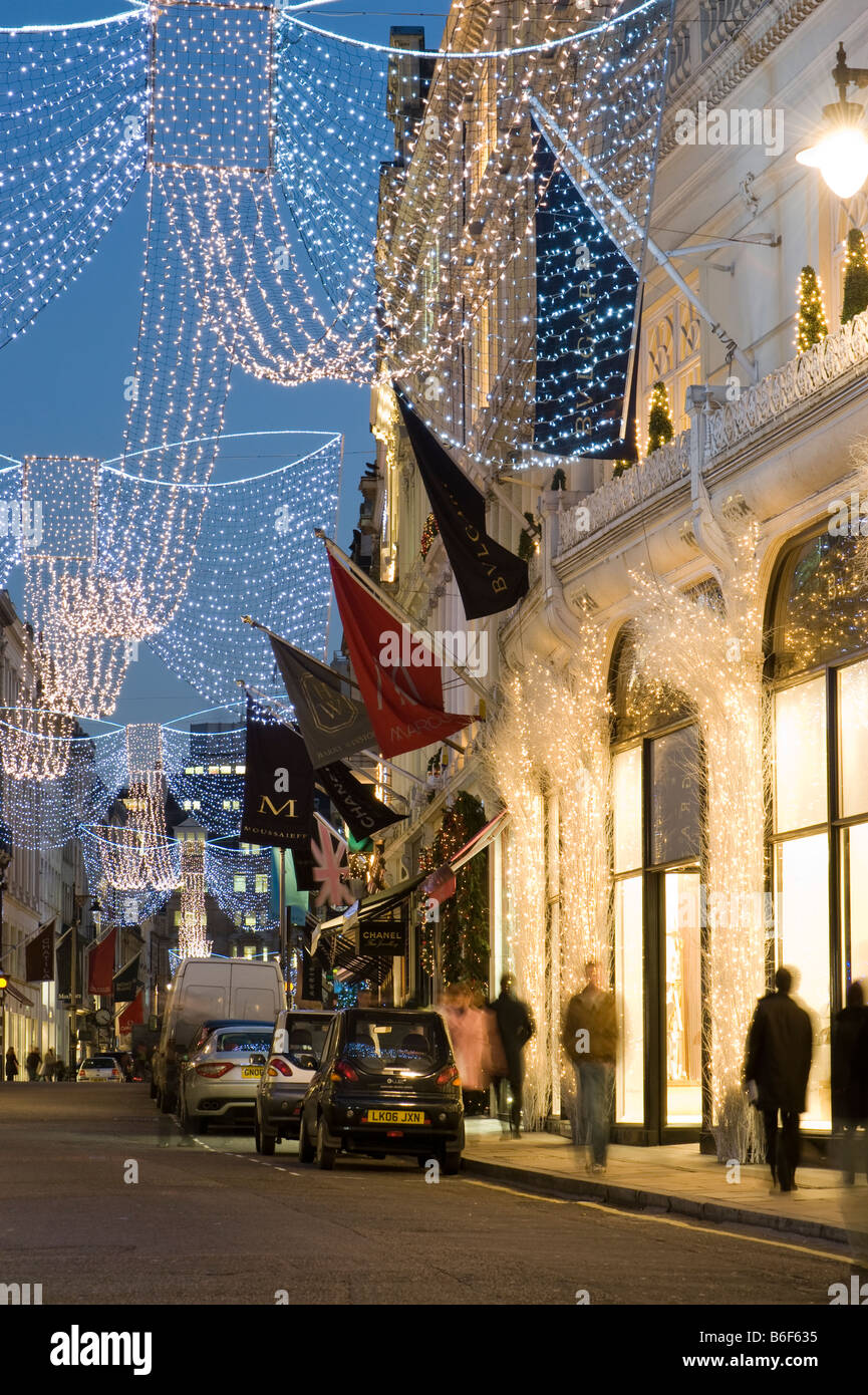 Shops on Bond Street at Christmas time London United Kingdom Stock Photo