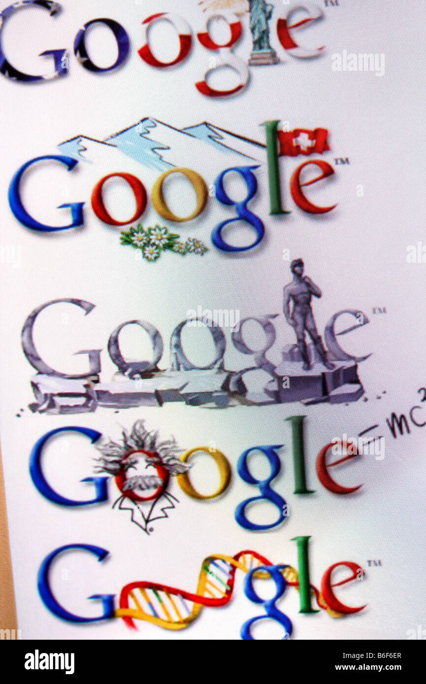 Google logos in a monitor screen Stock Photo