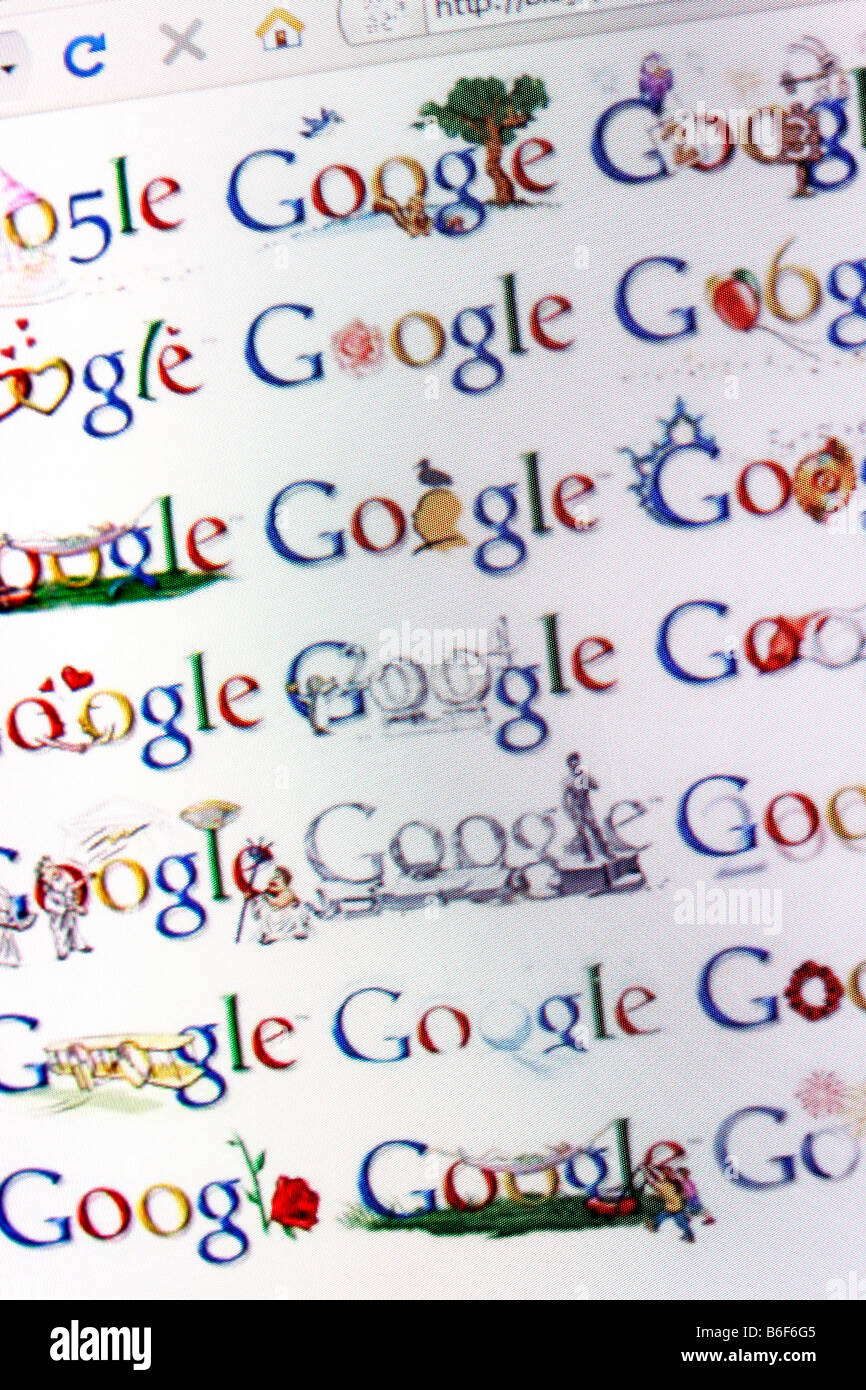 Google logos in a monitor screen Stock Photo