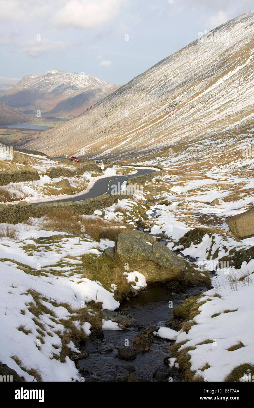 kirkstone pass winter snow lake district national park cumbria england