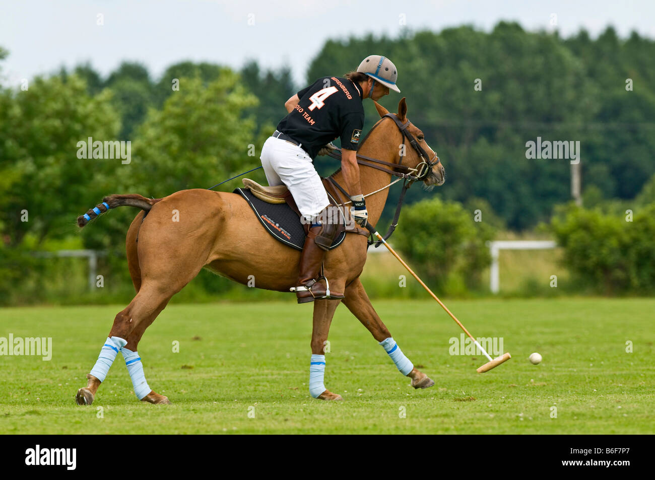 Polo player on his pony after having hit the ball during the Berenberg High Goal Trophy 2008