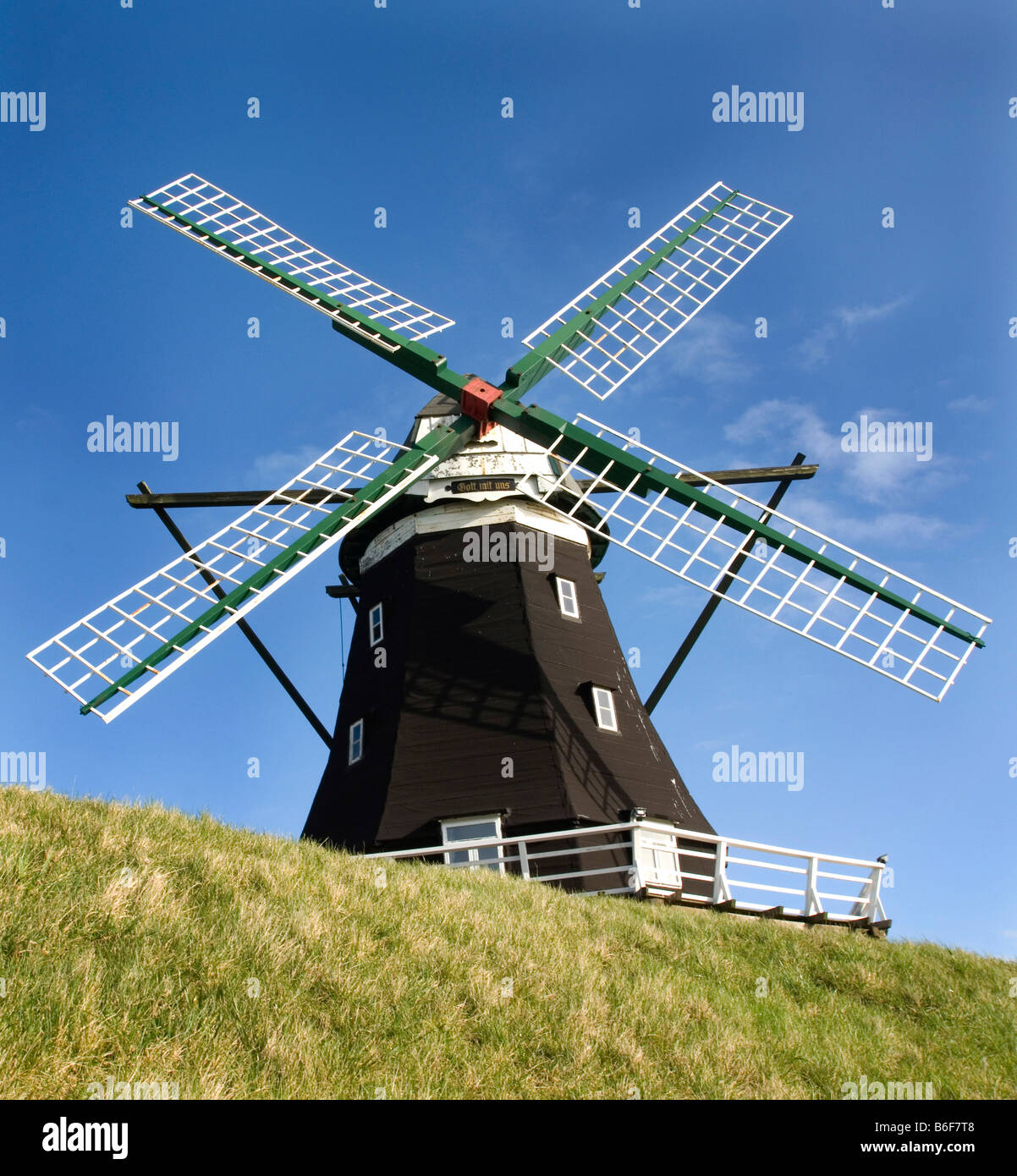 Windmill on Pellworm Island, North Sea, Germany, Europe Stock Photo