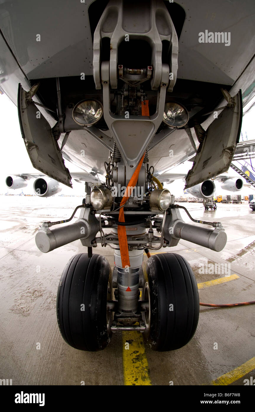 Landing gear of a plane Stock Photo