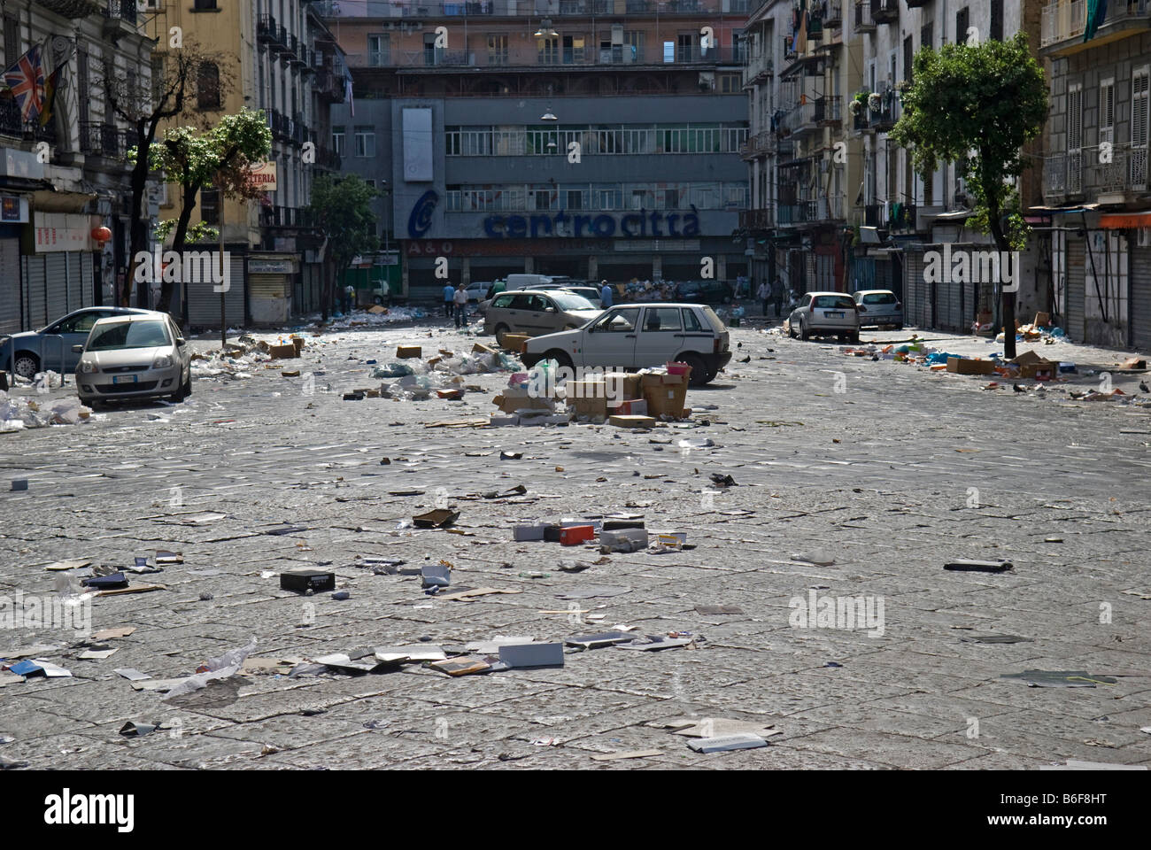 Garbage left behind after the market day in Naples, Calabria, Italy, Europe Stock Photo