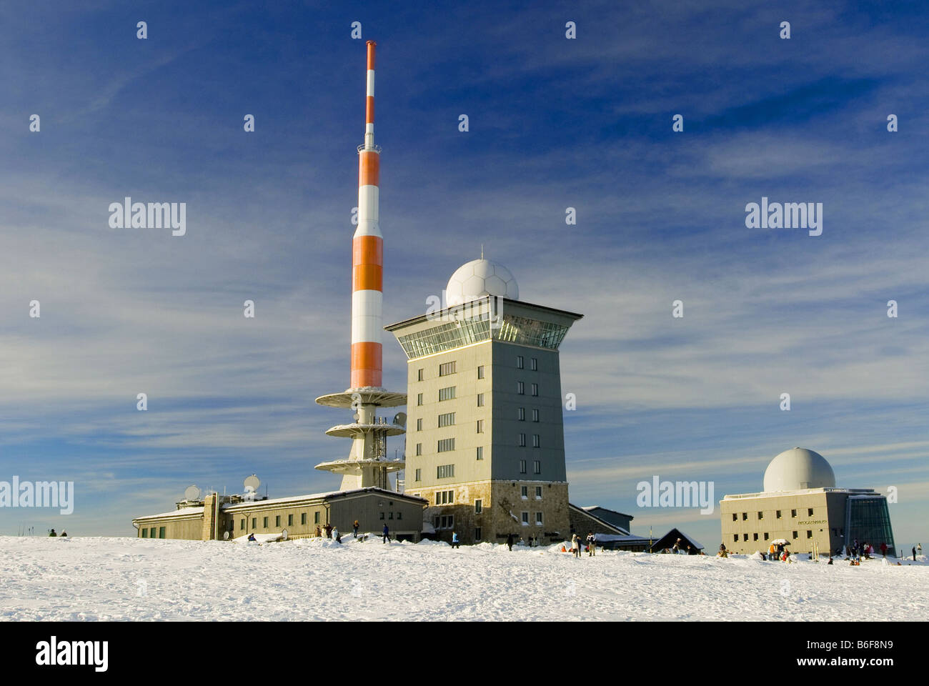 meteorological station on summit of the Brocken, Germany, Harz Stock Photo