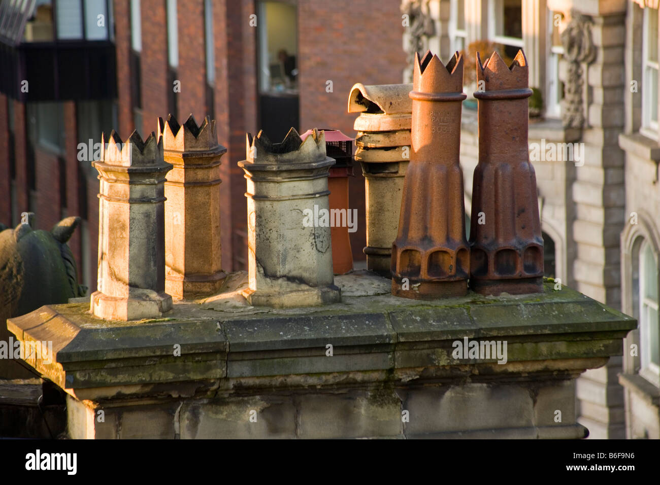 Old chimney pots in Newcastle Upon Tyne Stock Photo Alamy
