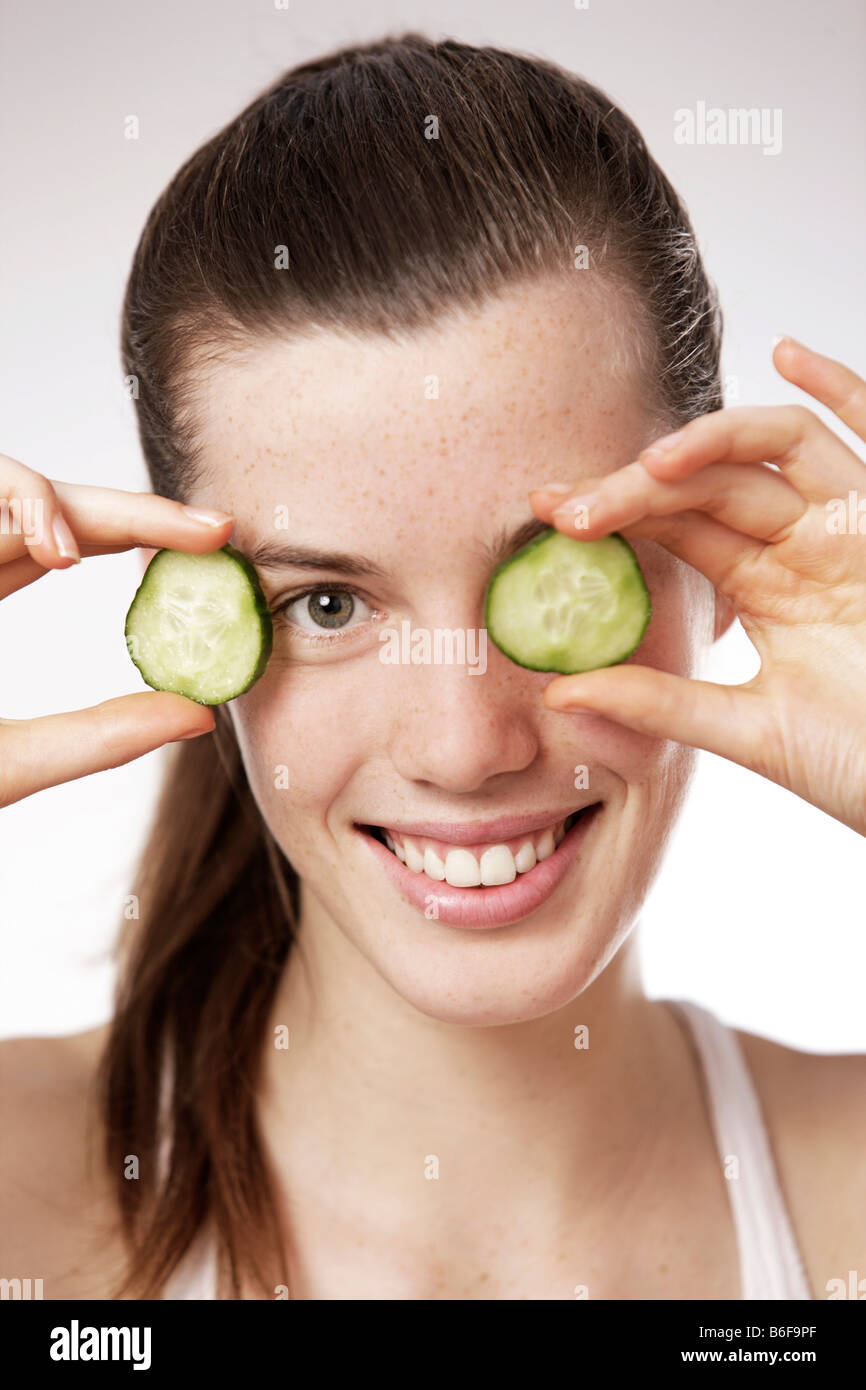 Girls with cucumber
