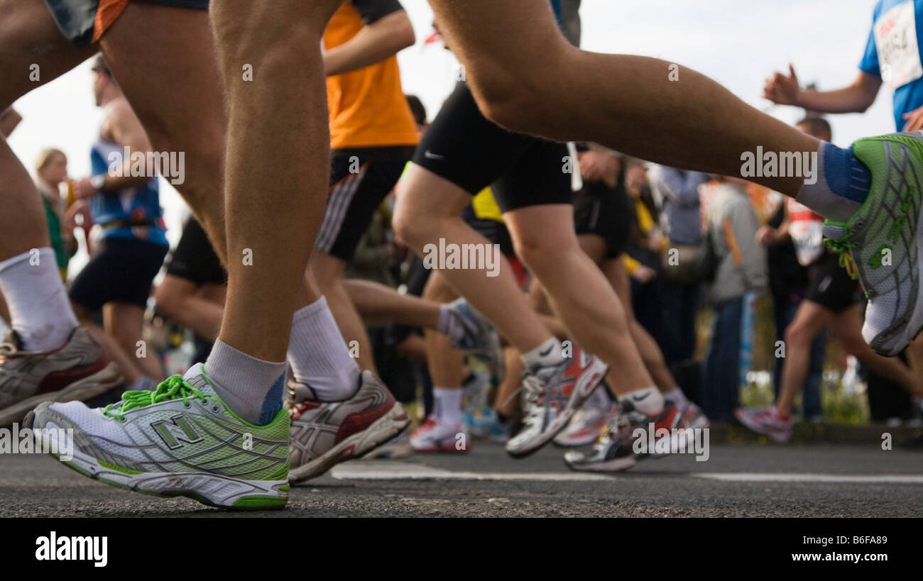 Detailed view of the legs and feet of the runners of the Marathon 2008, Berlin, Germany, Europe Stock Photo