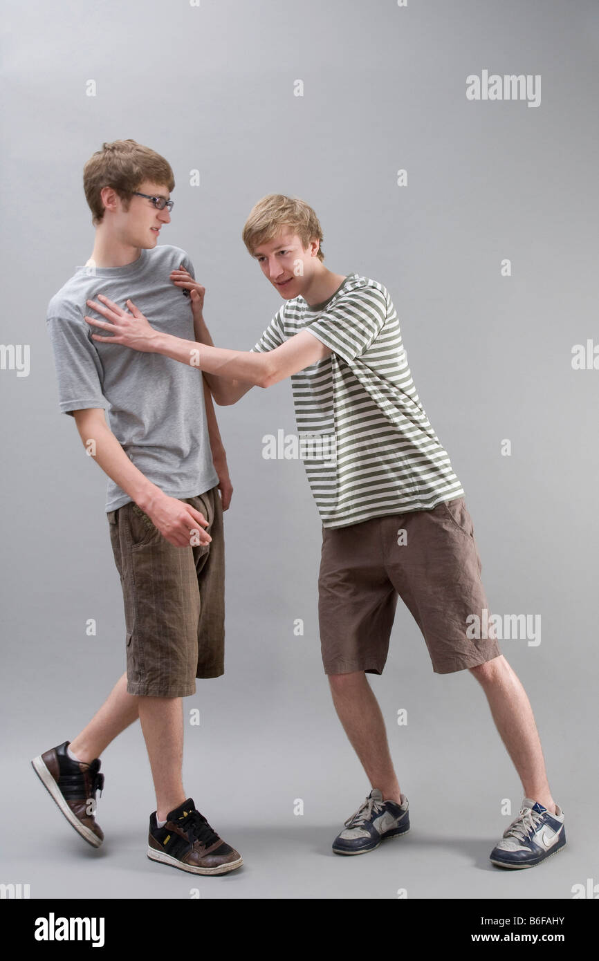 Two boys fighting Stock Photo