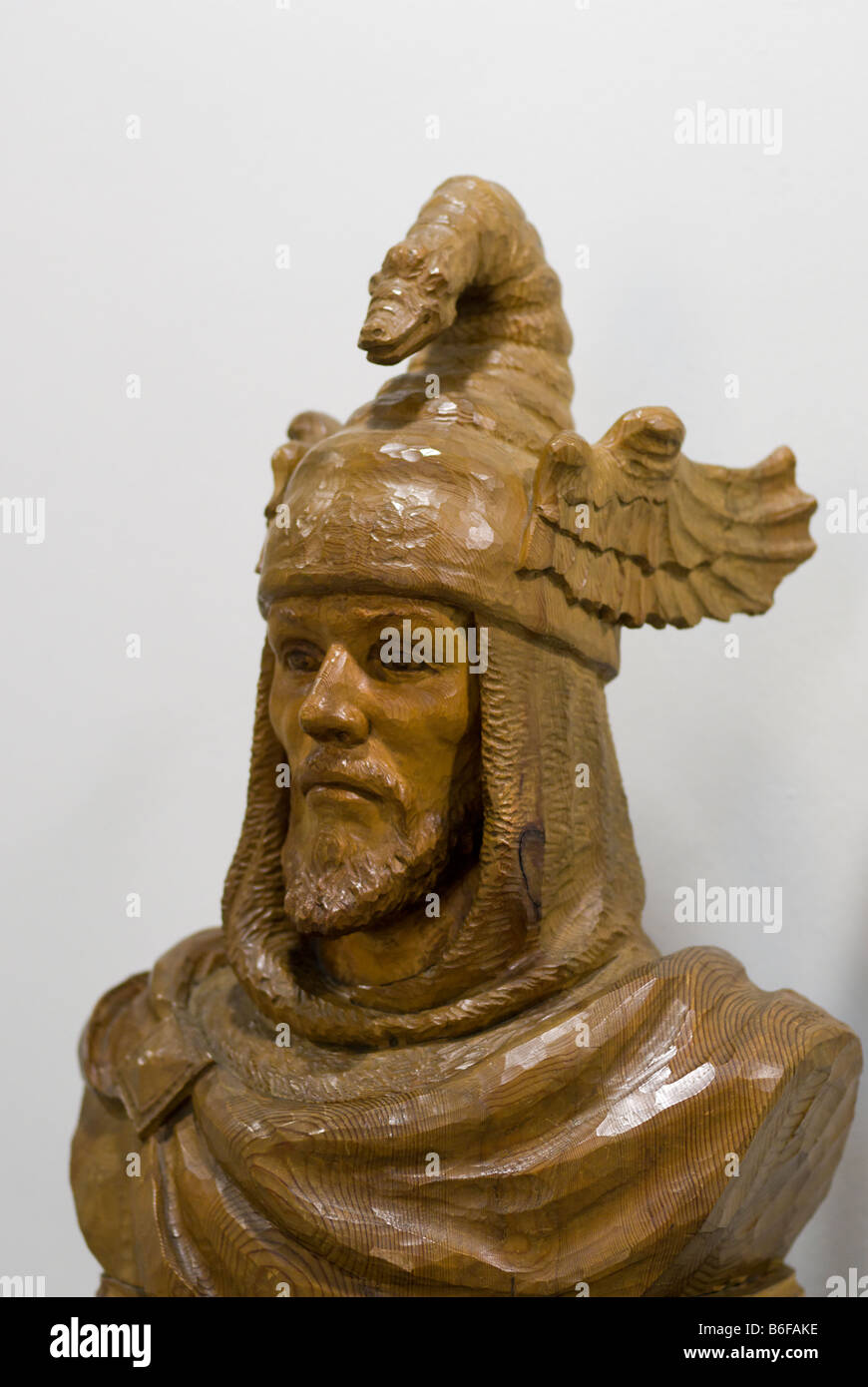 Wooden bust of king Rey Jaime I who freed Valencia from Moorish rule City Museum of Valencia Spain Museo de la Ciudad Stock Photo