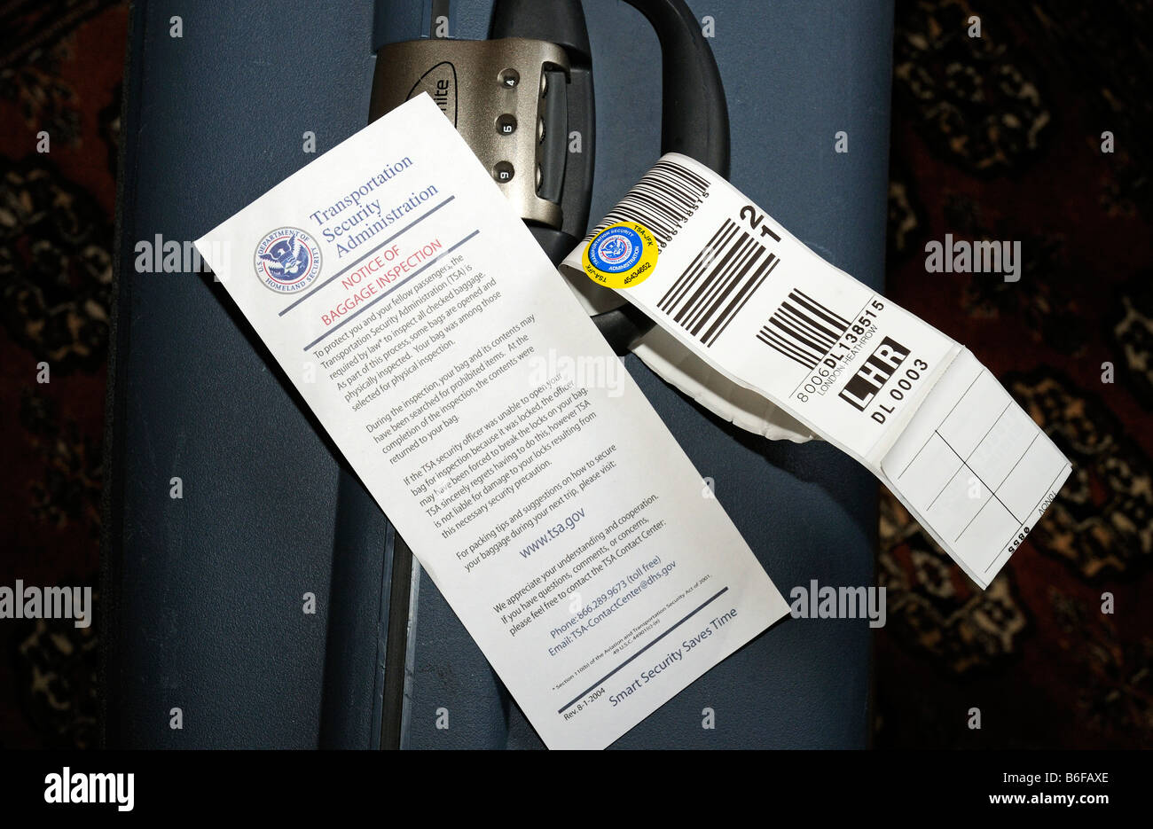Us Department Homeland Security Notice Of Baggage Inspection On Stock Photo Alamy Us Department Homeland Security Notice Of Baggage Inspection On Stock Photo Alamy