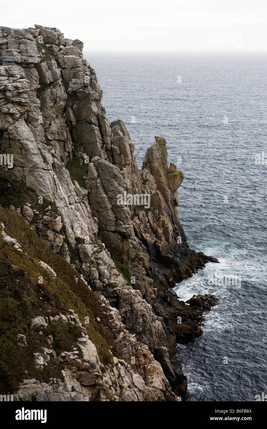 Coastal cliffs at Pointe de PennHir, Crozon peninsula, Finistère