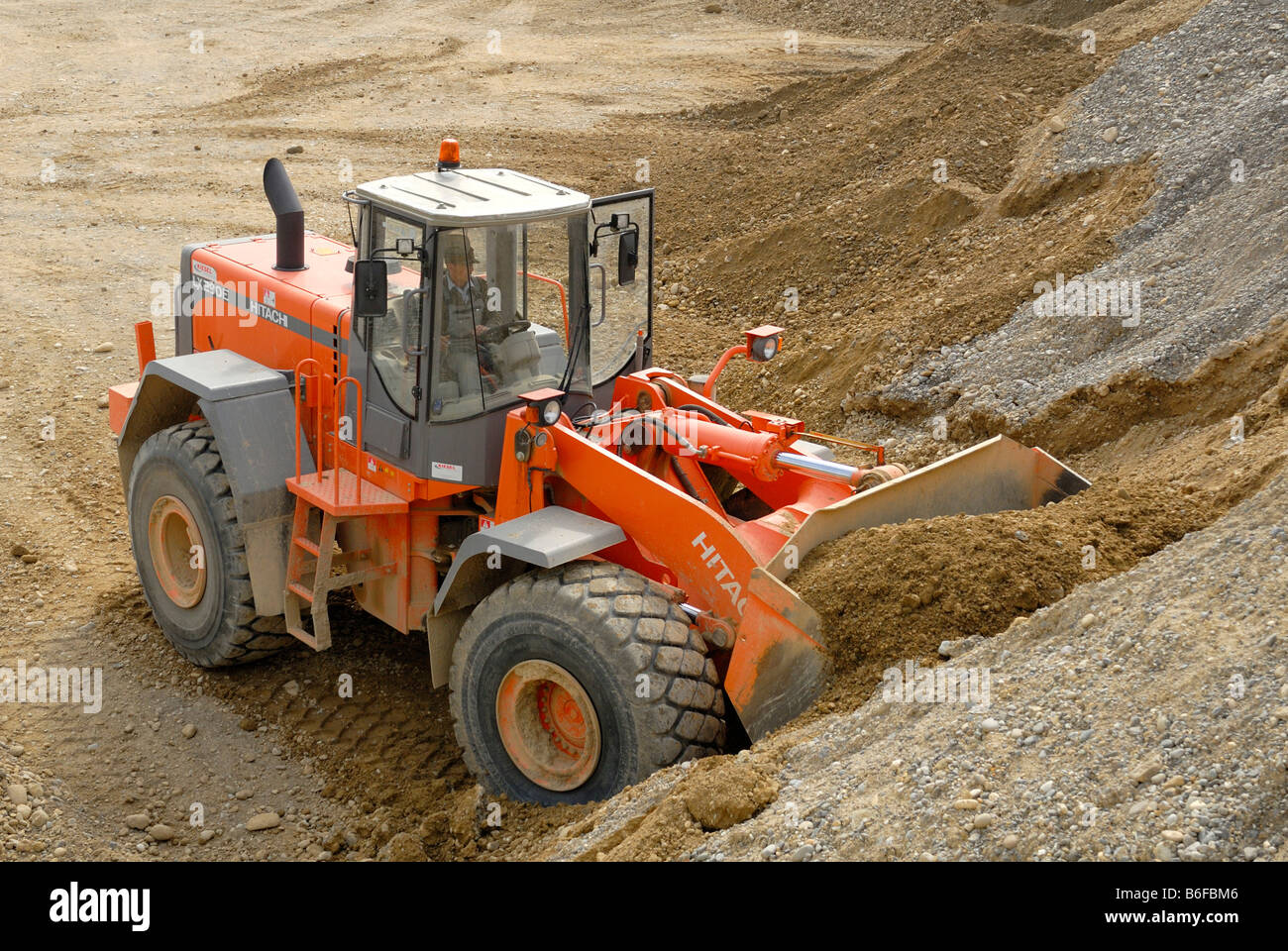 Hitachi LX 290E wheeled loader in a gravel pit Stock Photo