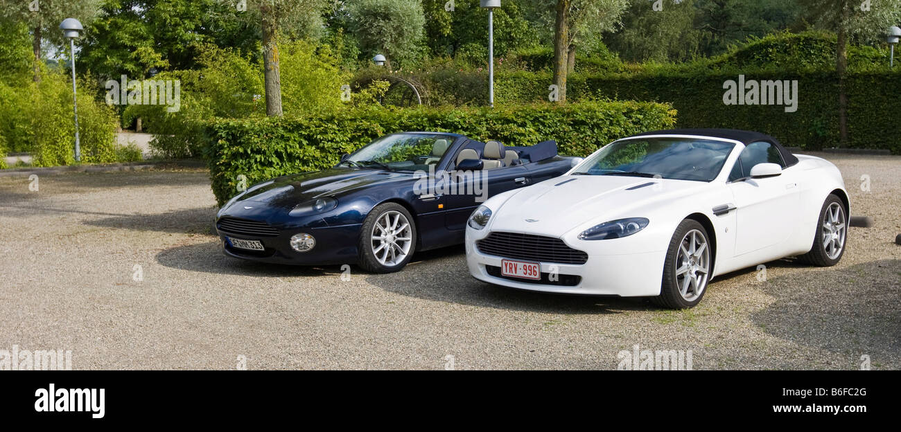 Aston Martin V8 Vantage Roadster, Aston Martin DB7 Vantage Volante Stock Photo