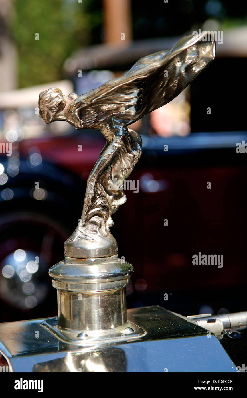 Hood ornament of a 1924 Rolls-Royce at a Classic Car Show in Belvidere, New Jersey, USA Stock Photo
