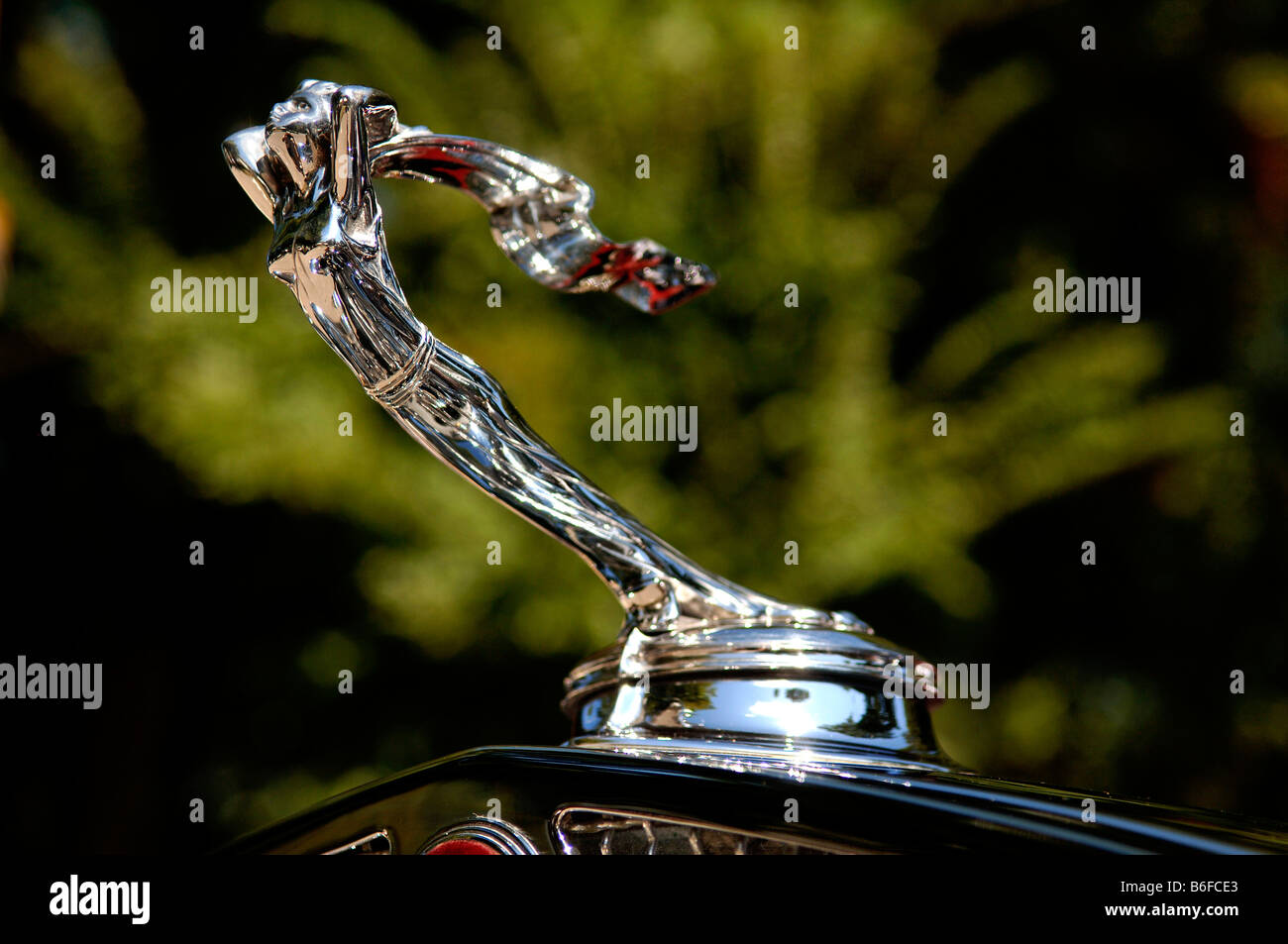 Hood ornament on a 1930 Cadillac at a Classic Car Show in Belvidere, New Jersey, USA Stock Photo