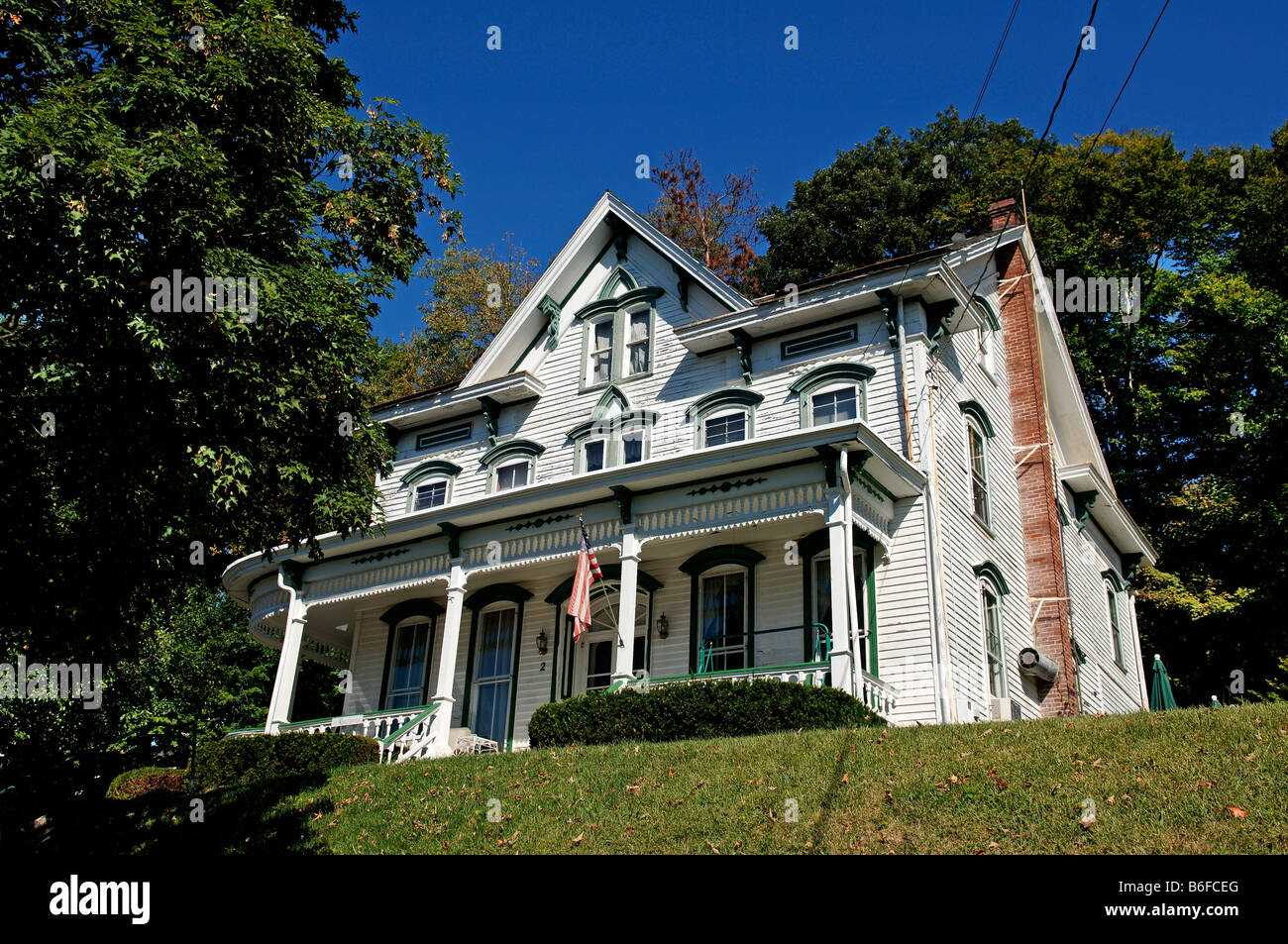 Old settlers house, built from timber, 1900, Blairstown, New Jersey, USA Stock Photo