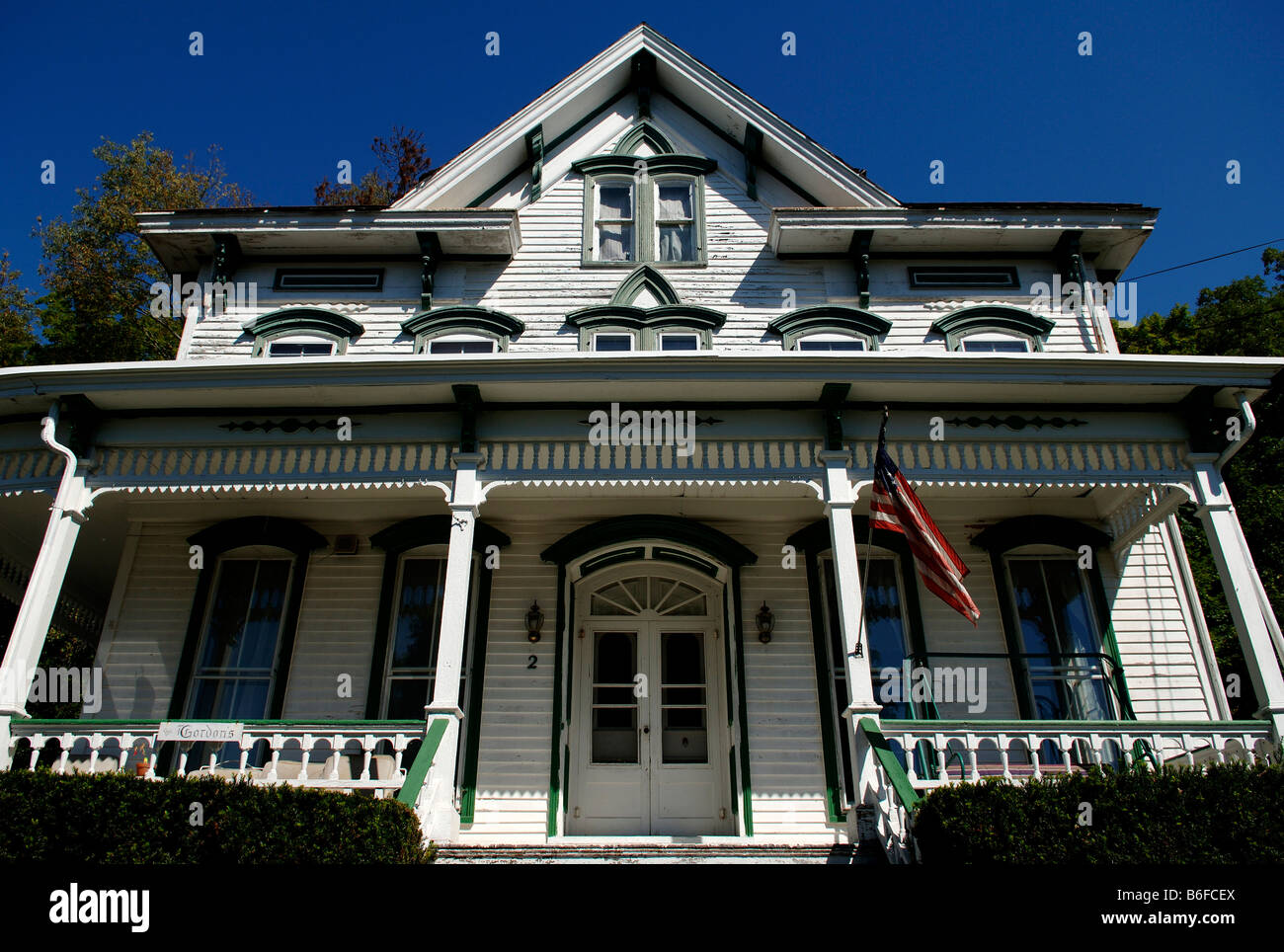 Old settlers house, built from timber, 1900, Blairstown, New Jersey, USA Stock Photo