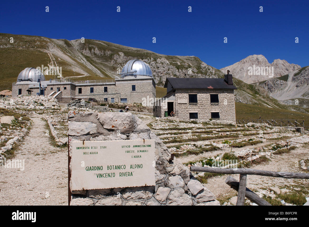 Observatory, botanical garden, Mt. Gran Sasso, Campo Imperatore, Abruzzo, Italy, Europe Stock Photo