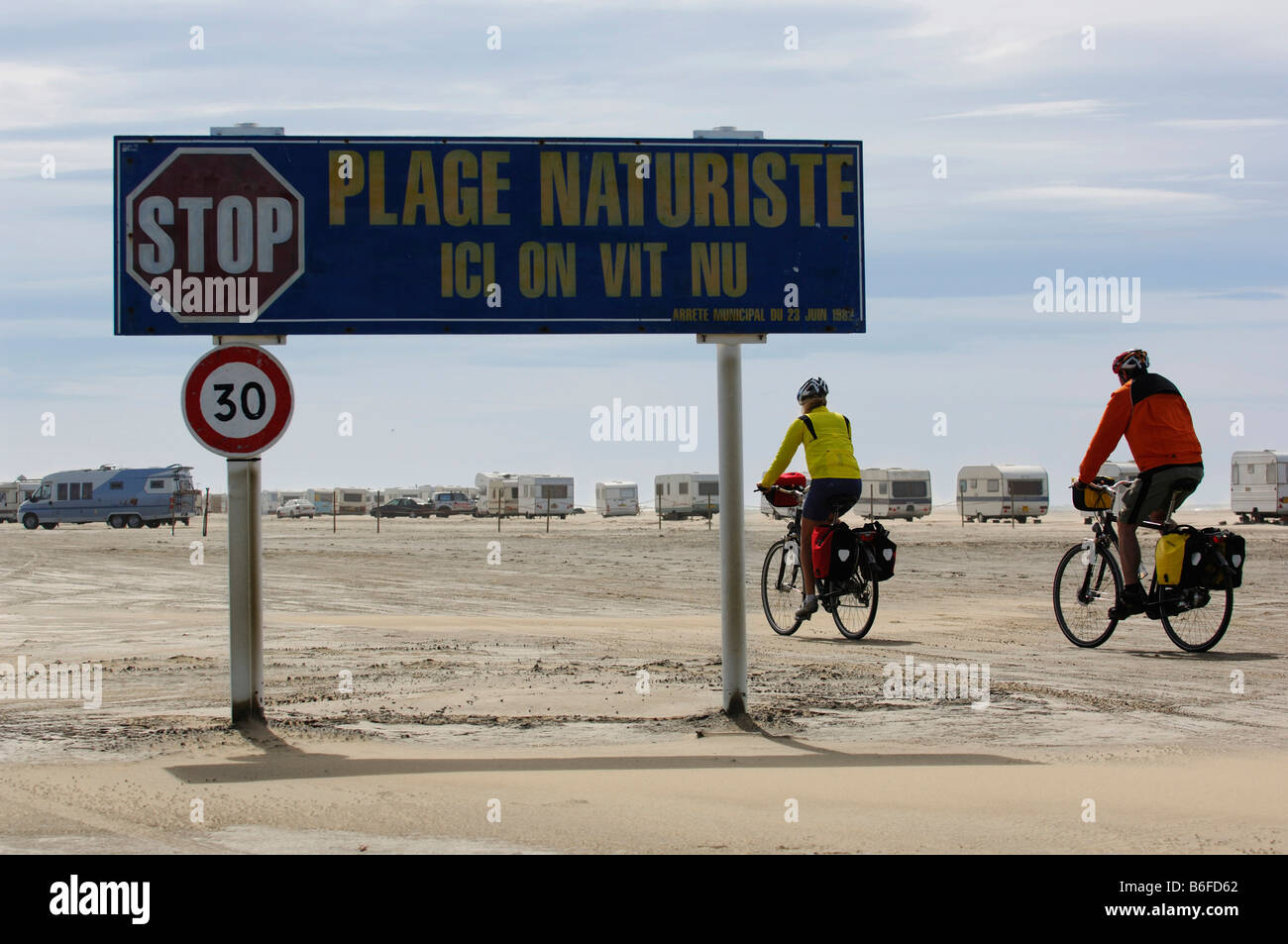 Sign for nudist camping, Plage de Piémanson Beach, La Camargue, Provence,  France, Europe Stock Photo - Alamy
