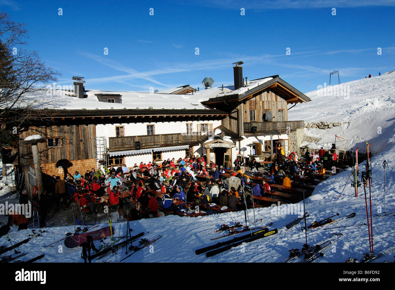 Speckalm mountain hut, Sudelfeld ski area, Bayrische Alpen or Bavarian Alps, Bavaria, Germany, Europe Stock Photo