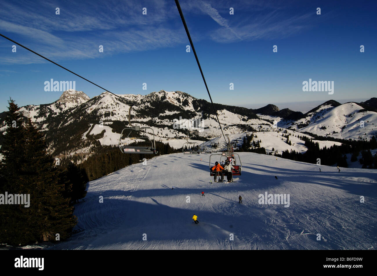 Kitzlahner-Bahn ski lift, Sudelfeld ski area, Bayrische Alpen or Bavarian Alps, Bavaria, Germany, Europe Stock Photo