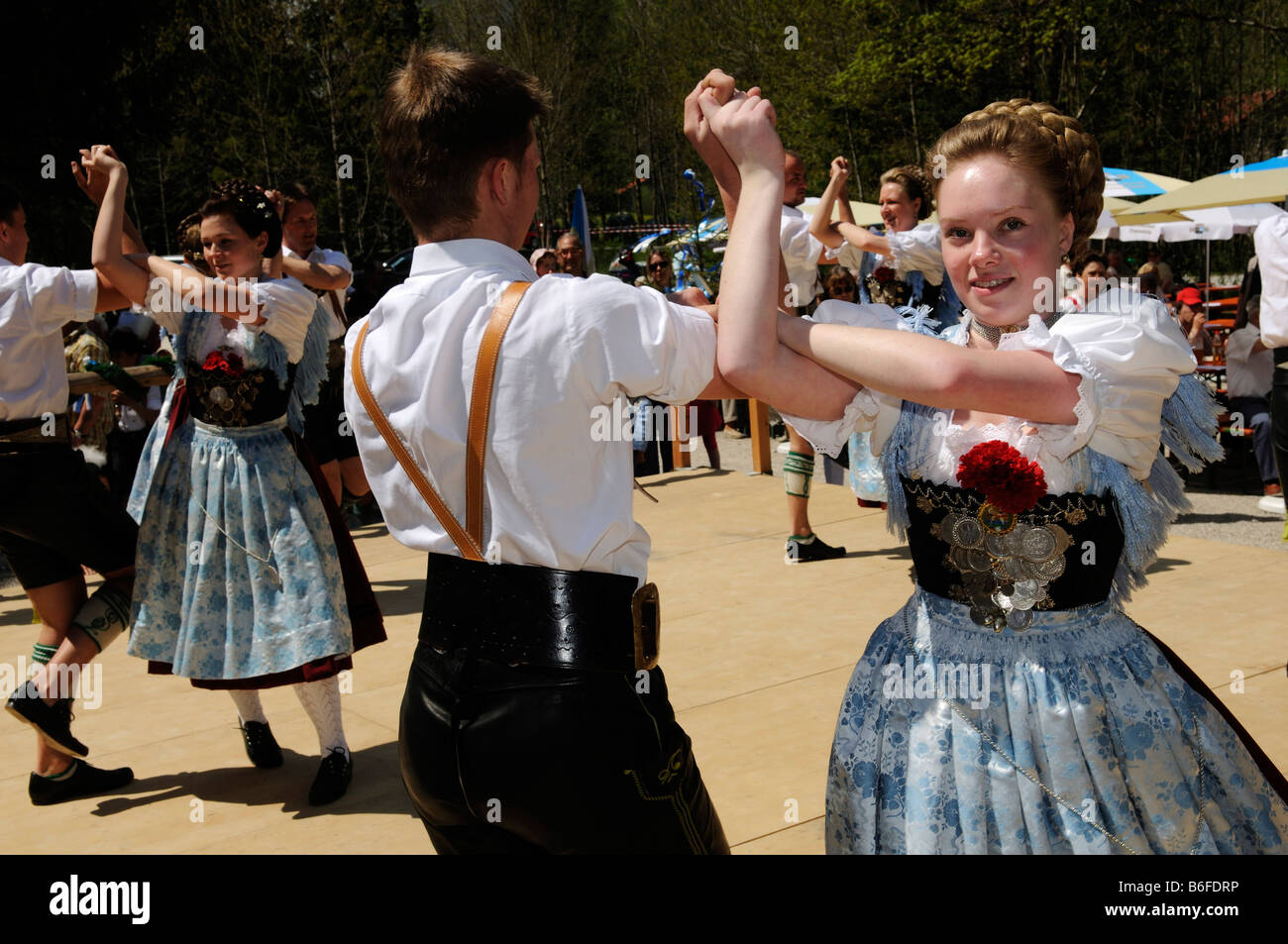 Folk dance during a folk festival in traditional dress in Ruhpolding