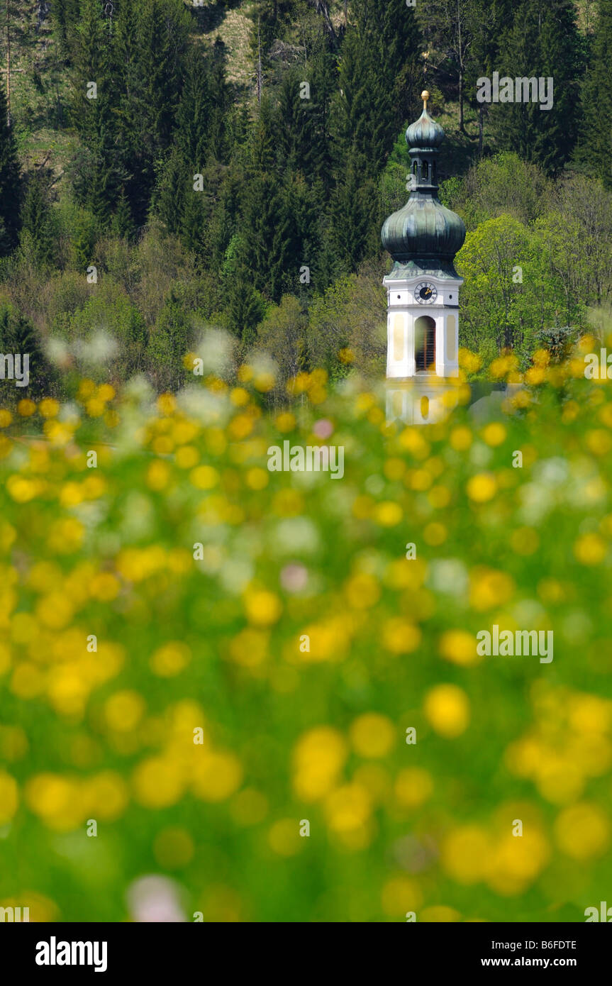 Koessen church steeple, Tyrol, Austria, Europe Stock Photo