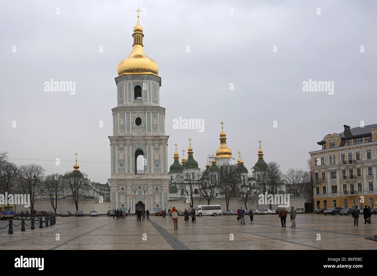 Kiev Saint Sophia cathedral in the rain Ukraine Stock Photo