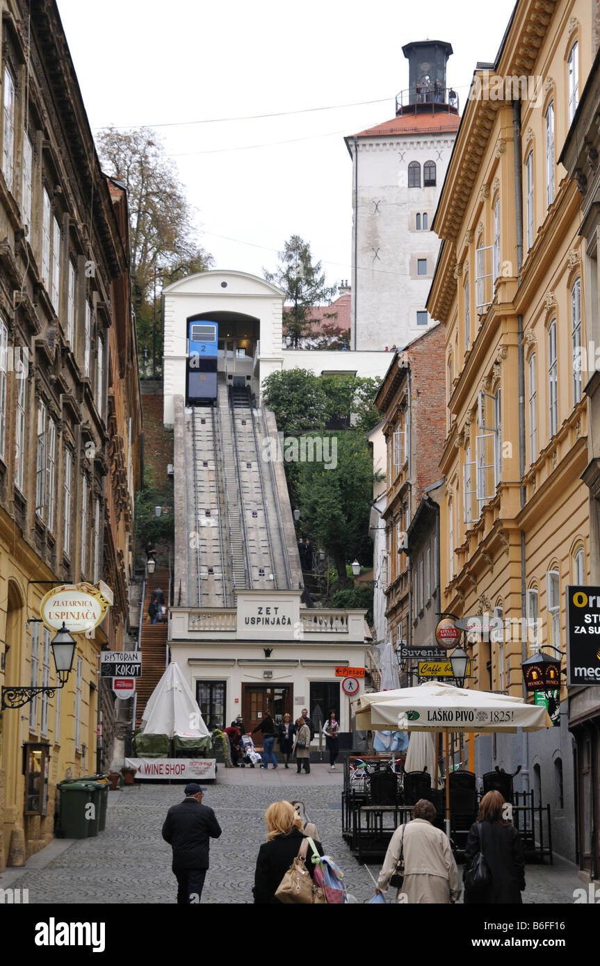 Funicular, cable lift, Zagreb, Croatia, Europe Stock Photo