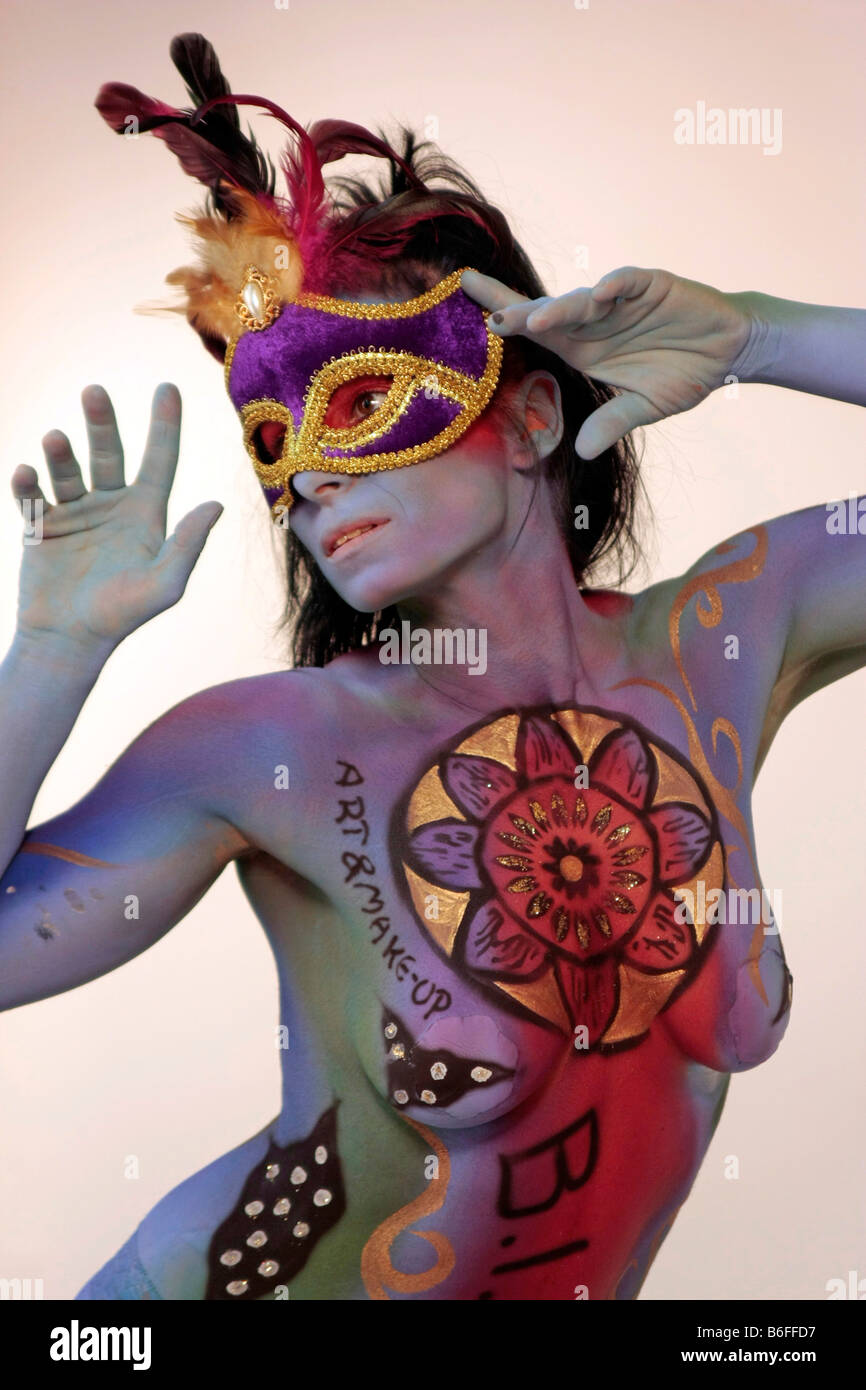 Bodypainting-Model at the photo fair, Photokina 2008, in Cologne, North Rhine-Westphalia, Germany, Europe Stock Photo