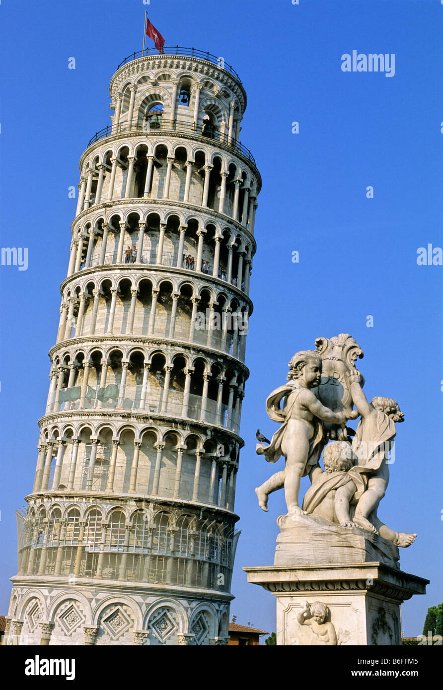 Leaning Tower of Pisa, Campanile, Dom Santa Maria Assunta, Campo dei Miracoli, Pisa, Tuscany, Italy, Europe Stock Photo