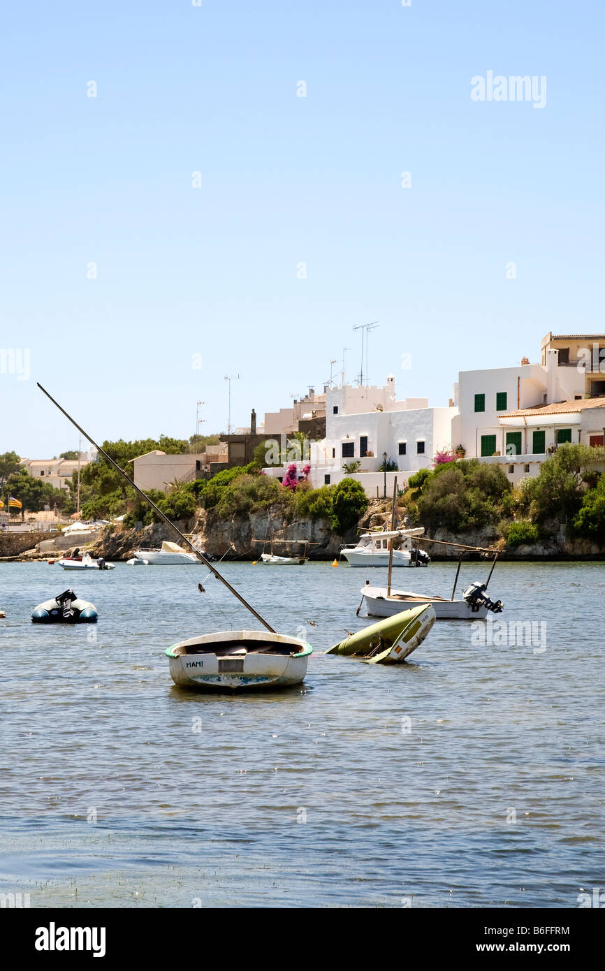 Boats in the bay of Porto Petro, Santanyi municipality, Majorca, Balearic Islands, Spain, Europe Stock Photo