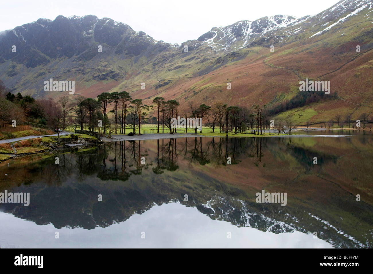 buttermere lake winter lake district national park cumbria england uk ...