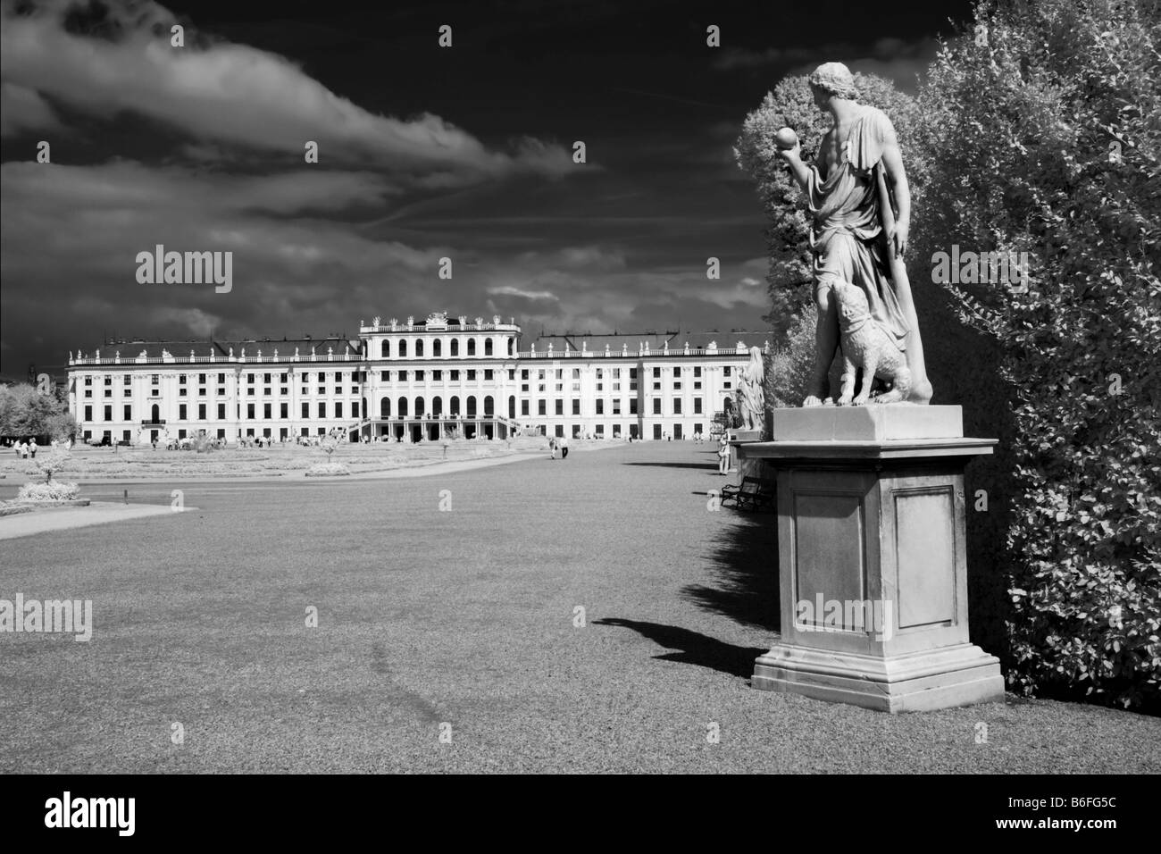 Schloss Schoenbrunn Palace, infrared black and white photo, Vienna, Austria, Europe Stock Photo