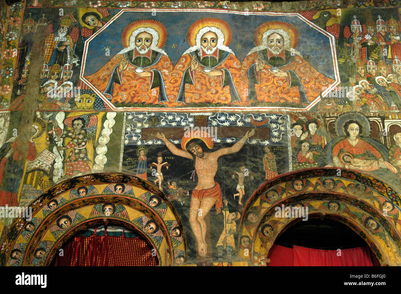Ethiopian Orthodox Christianity, wall painted with the Holy Trinity
