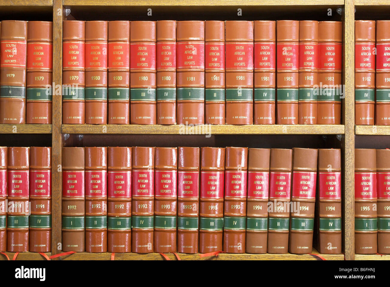 Legal Library in wooden bookcase Stock Photo
