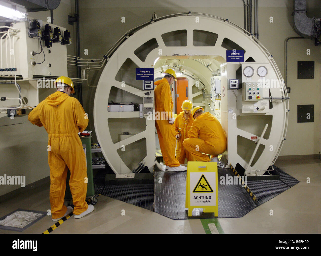 Dismantling work on the air lock of the atomic energy reactor at