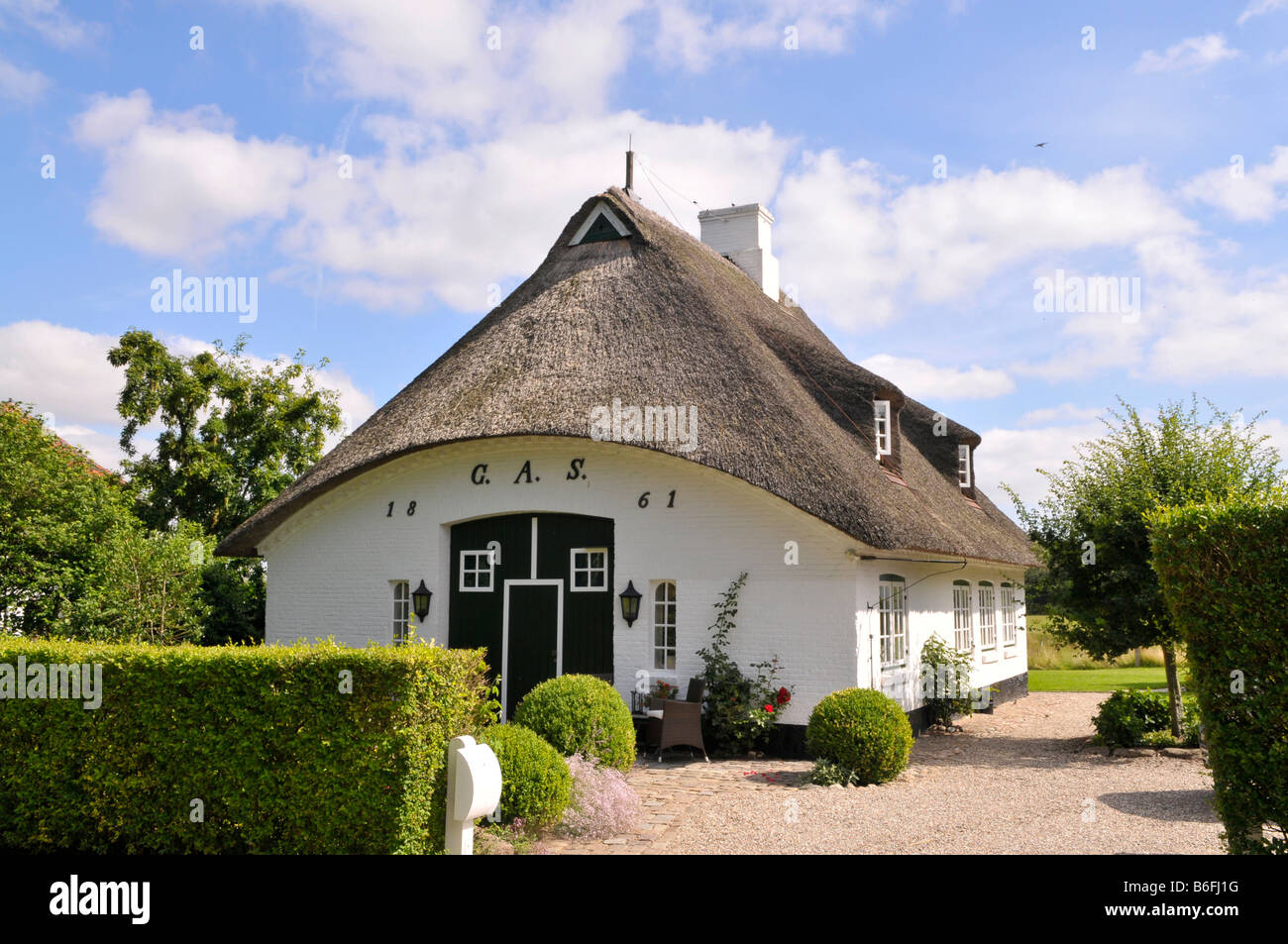 Thatched roof house in Sieseby, Schlei, Schleswig-Holstein, Germany, Europe Stock Photo