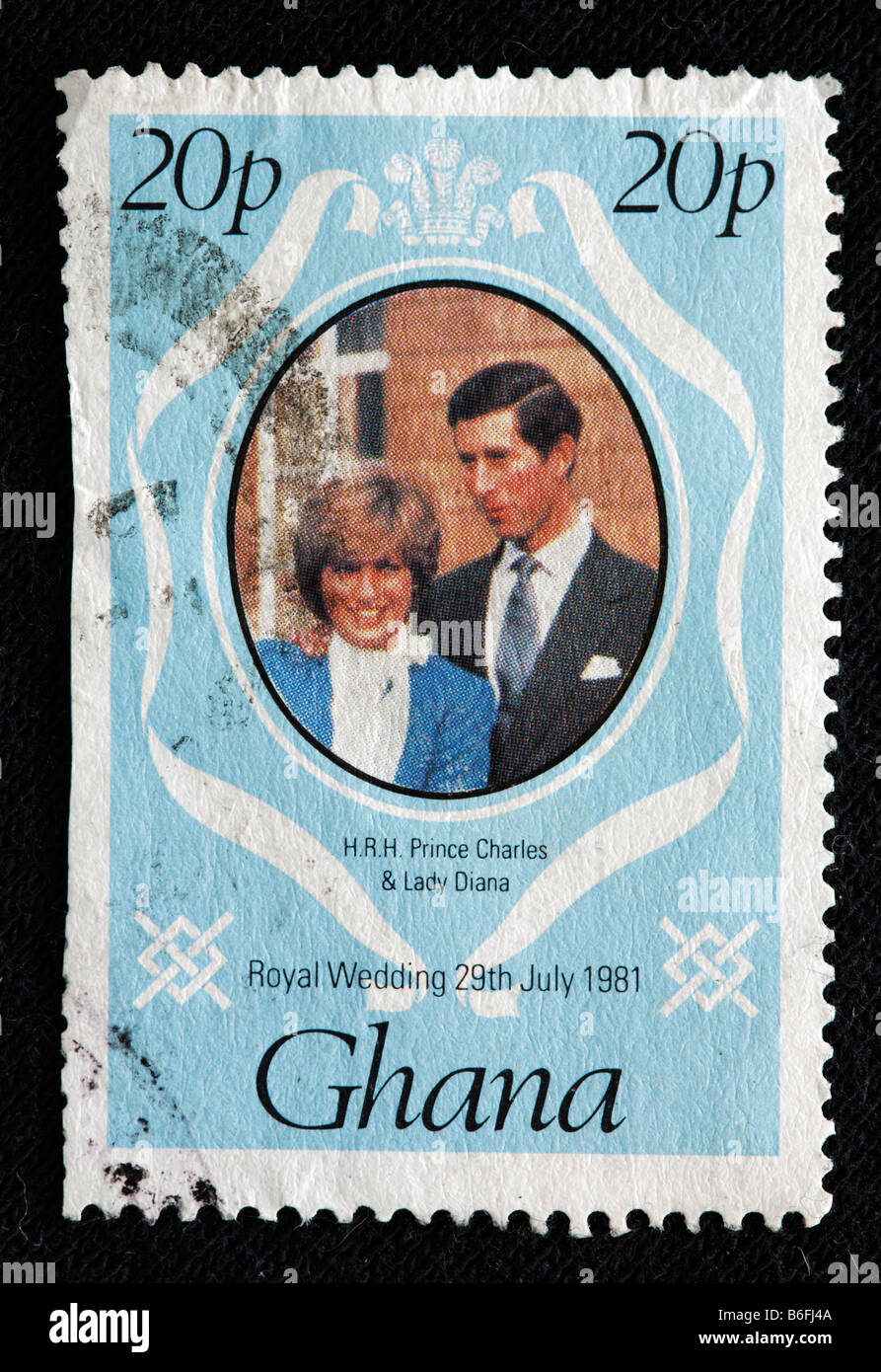 Wedding of Prince Charles and Lady Diana 29 July 1981, postage stamp, Ghana, 1981 Stock Photo
