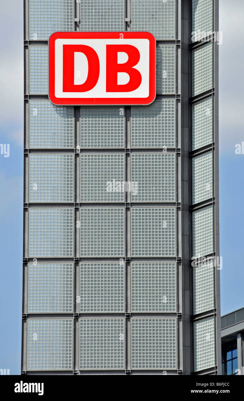 Solar panels and a DB logo, Berlin Hauptbahnhof, Berlin's main train station, Lehrter Bahnhof, Berlin, Germany, Europe Stock Photo