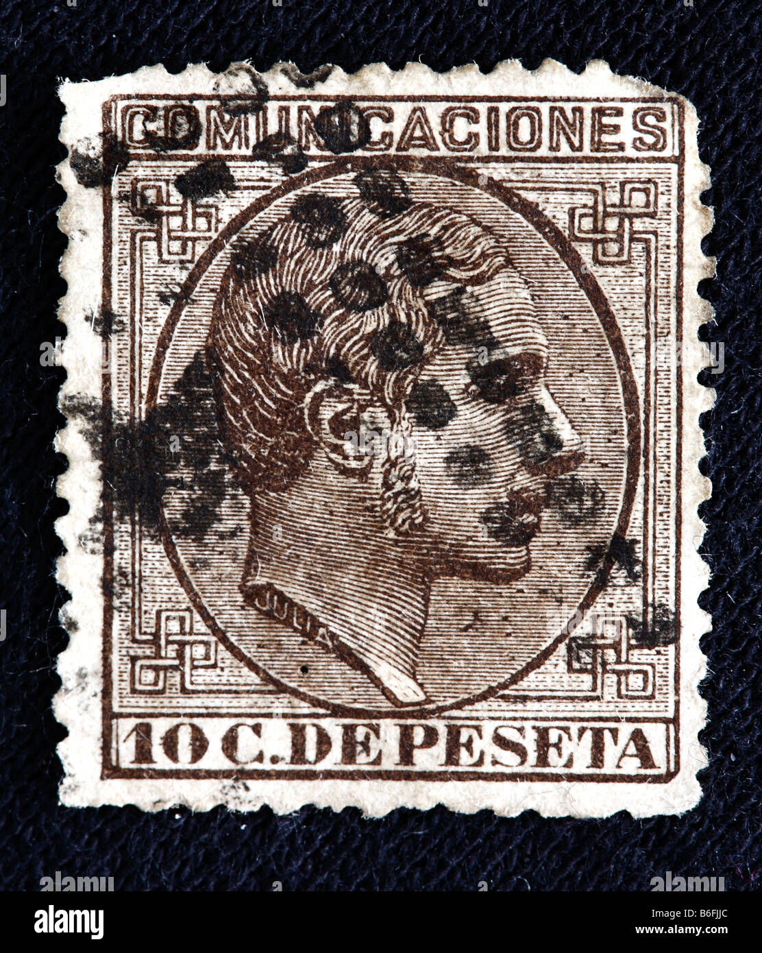 King Alfonso XII of Spain (1874-1885), postage stamp, Spain Stock Photo