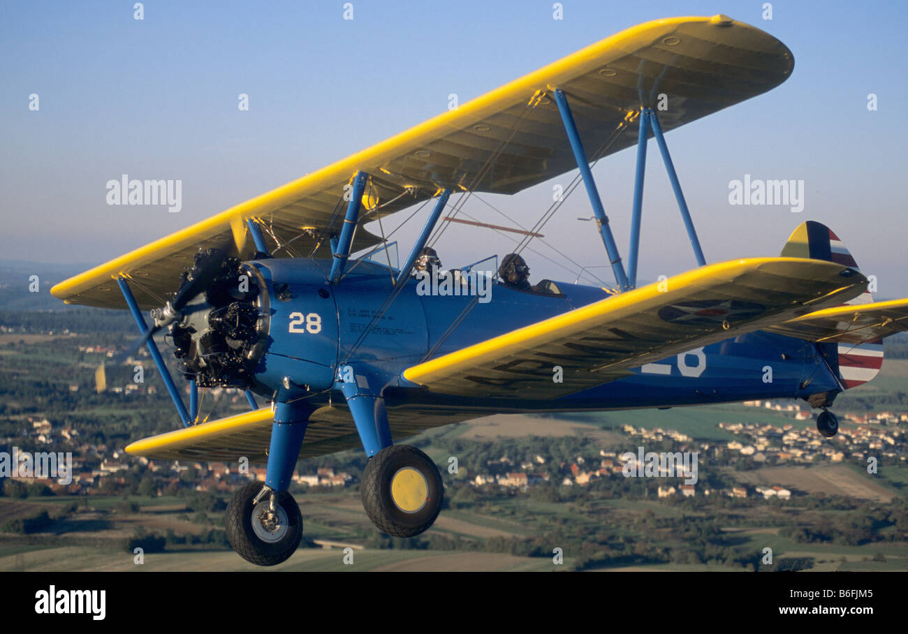 Old American Trainer Biplane Boeing Pt 17 Kaydet Stearman Model 75 Stock Photo Alamy