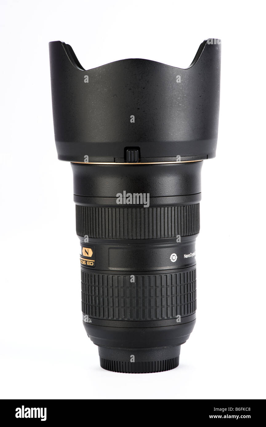 This is a 24 70 mm zoom lens in premium quality for a DSLR camera Stock Photo