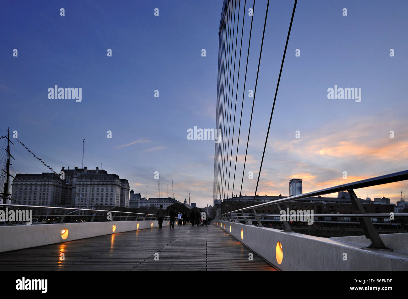Puente de la Mujer, Woman's Bridge, situated in the old harbour Puerto Madero, Buenos Aires, Argentina, South America Stock Photo