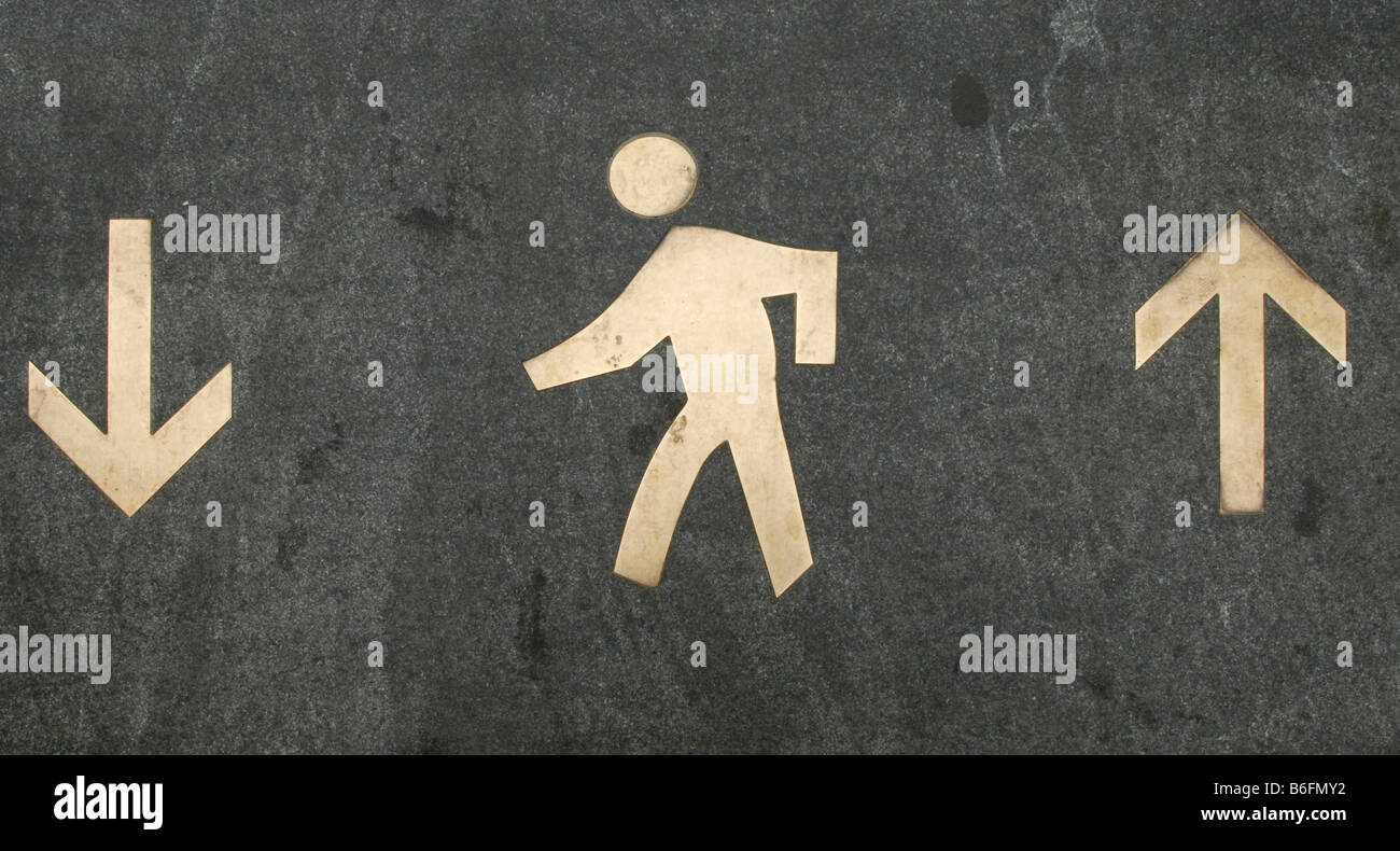 Direction signs for pedestrians Stock Photo